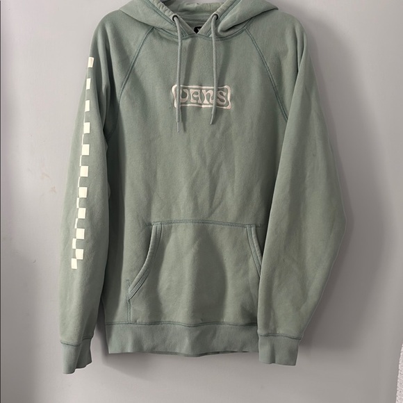 Green Sweatshirt with Checkered Sleeve - Picture 1 of 2